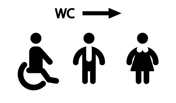 残疾人用的马桶标识，男女均可。矢量图图片下载