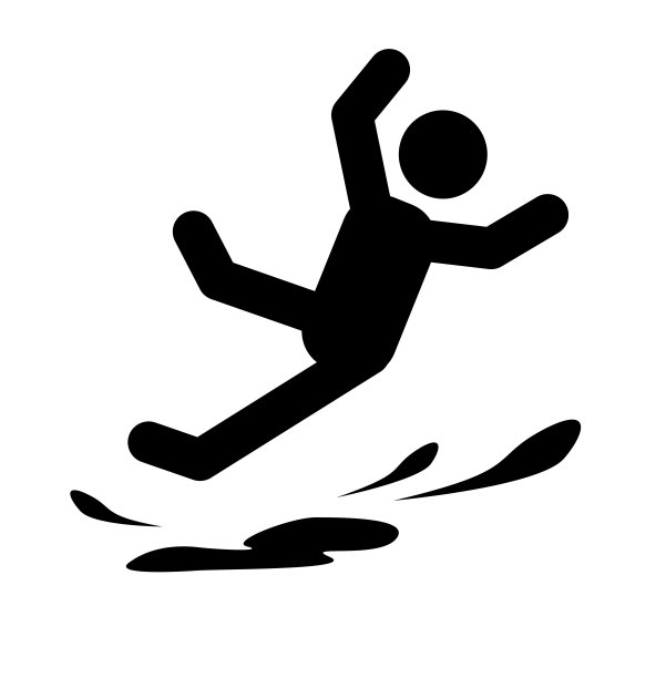 湿滑的地板上。白色背景上的矢量图标。跌落危险的迹象。图片下载