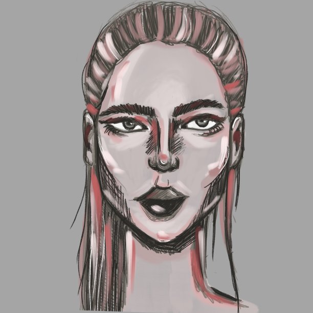 肖像的一个自信的女孩在灰色色调抽象图片下载