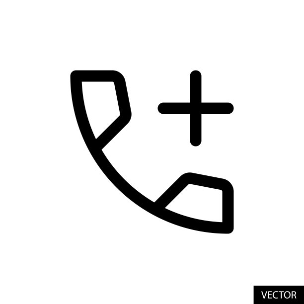 添加呼叫矢量图标在直线风格设计孤立的白色背景。可编辑的中风。图片下载