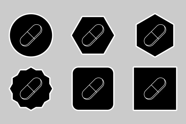 药丸胶囊，药物，矢量标记符号。白色的轮廓设计。问号图标集。图片下载