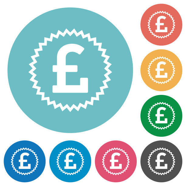 英镑贴纸交替平面圆形图标图片下载