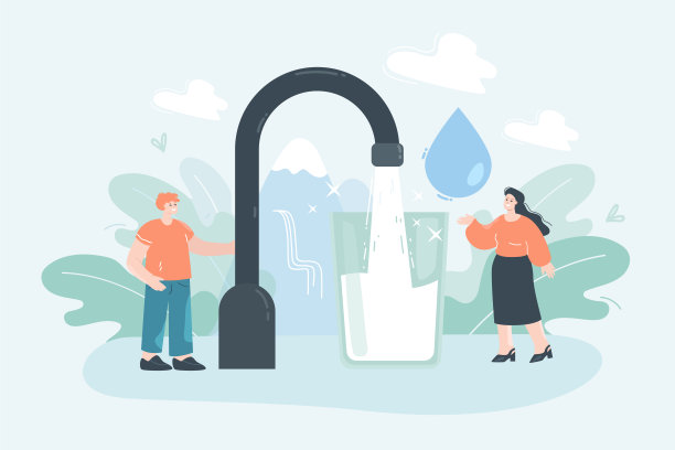 小人端着一大杯干净的饮用水图片下载