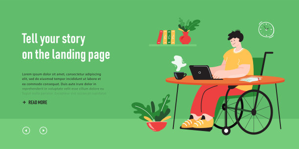 男性残疾人，轮椅在家工作图片下载