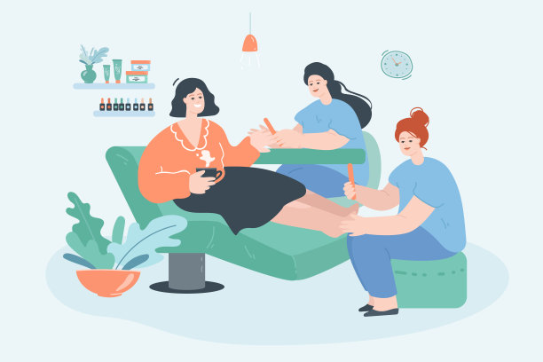 在美容院做足疗和美甲的妇女图片下载