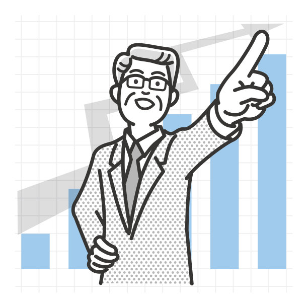 一名商人戴着眼镜，背景是一幅表现良好的图表图片下载