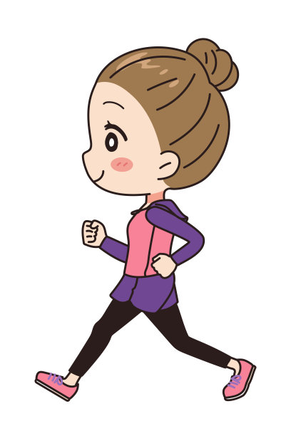 一个女人跑步的插图，全身视角。图片下载