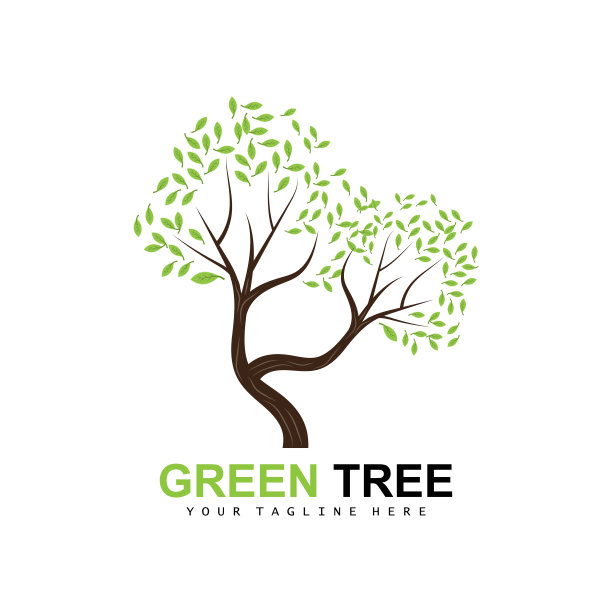 树的标志，绿色的树和木头设计，森林插图，树木儿童游戏图片下载