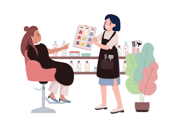 选择发色二维矢量孤立插图图片下载