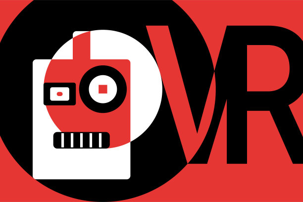 不同眼睛大小的人工惊奇机器人。文本虚拟现实。增强现实——机器人。时尚的现代虚拟现实插画。图片下载