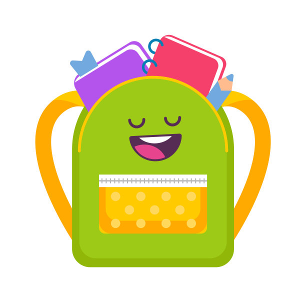 卡通学校背包图标。矢量图图片下载