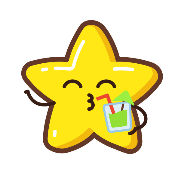 喝着鸡尾酒的卡通明星。矢量图图片下载