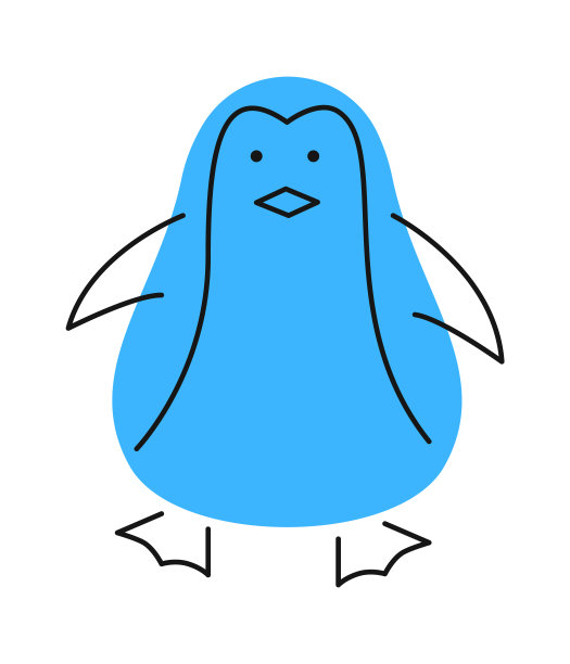 幼稚的卡通企鹅动物。矢量图图片下载