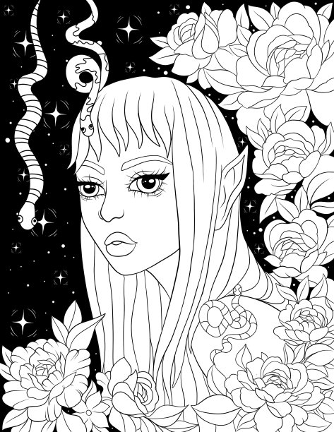 午夜美人涂色书图片下载