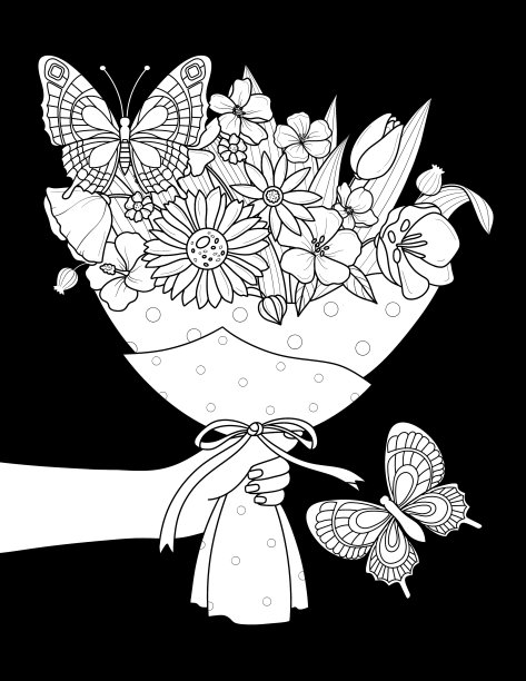 午夜蝴蝶涂色书图片下载