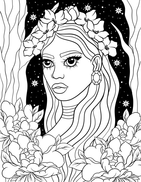 午夜美人涂色书图片下载