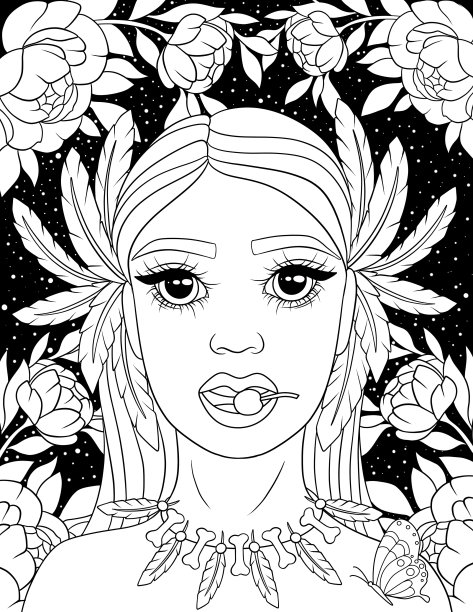 午夜美人涂色书图片下载