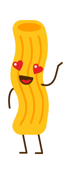 有趣的意大利面卡通人物。意大利通心粉。矢量图图片下载