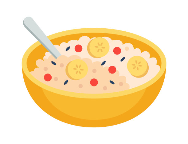 燕麦早餐加浆果。矢量图图片下载