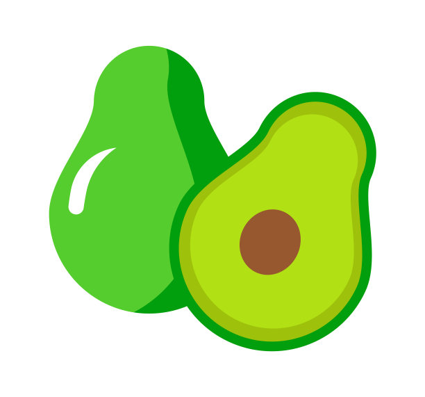 牛油果配奇异水果片。矢量图图片下载