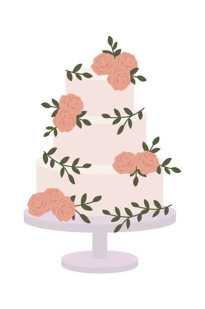 婚礼蛋糕。矢量图图片下载