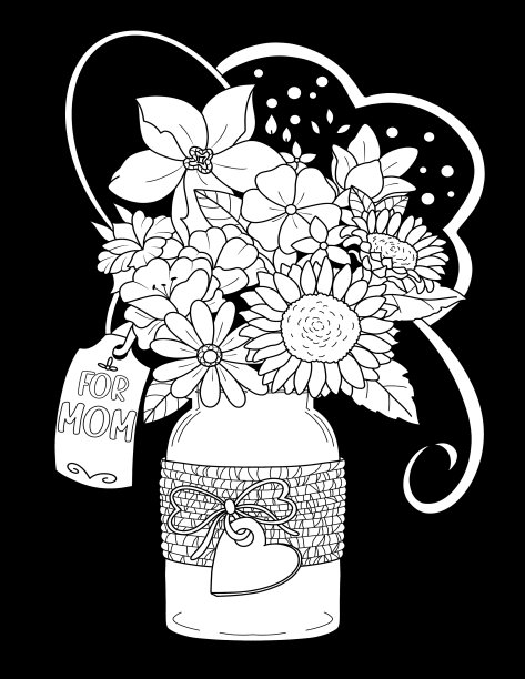 午夜母亲节涂色书图片下载