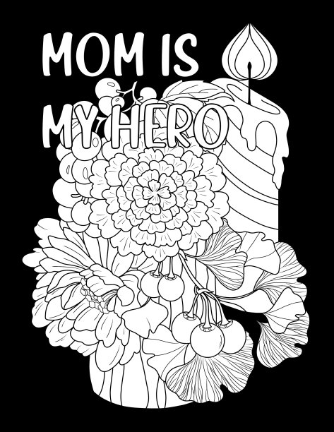 午夜母亲节涂色书图片下载