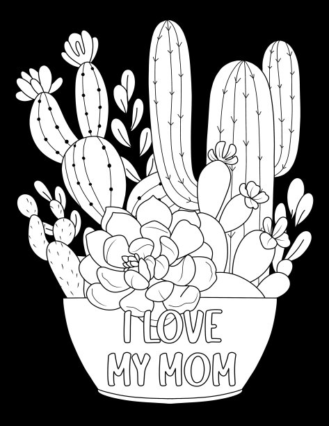 午夜母亲节涂色书图片下载