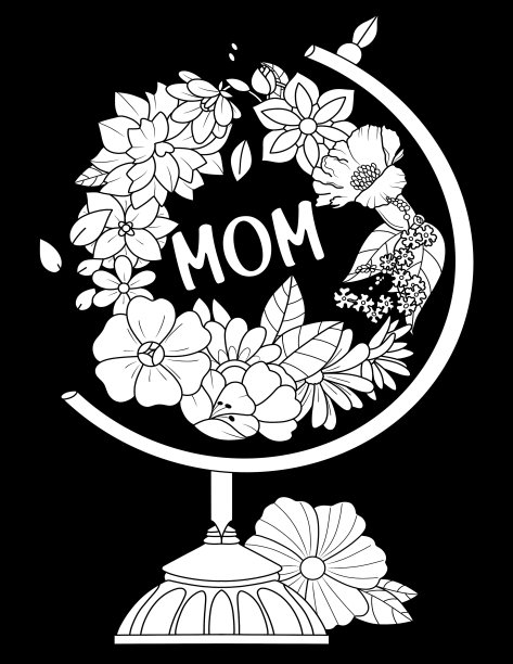 午夜母亲节涂色书图片下载