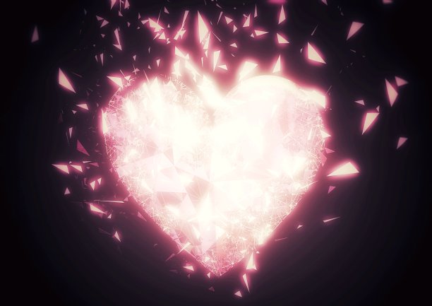 一颗心形的星星在夜空中闪耀的3d插图图片下载