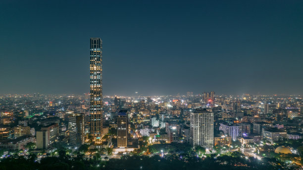 印度西孟加拉邦加尔各答的夜景鸟瞰图图片下载