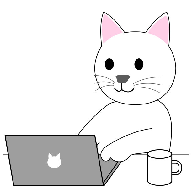 白猫在笔记本上工作图片下载