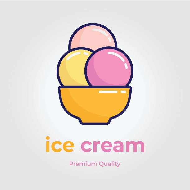 马克杯冰淇淋图标标志复古矢量插画设计图片下载