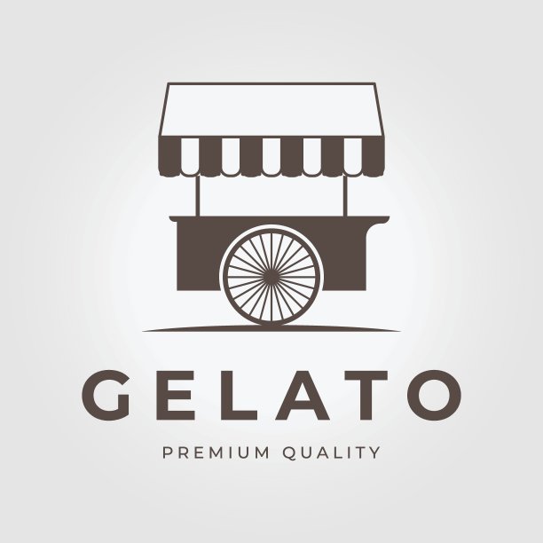 冰淇淋推车图标标志复古矢量设计图片下载
