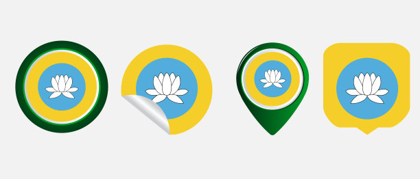 卡尔梅基亚平面图标符号矢量插图图片下载