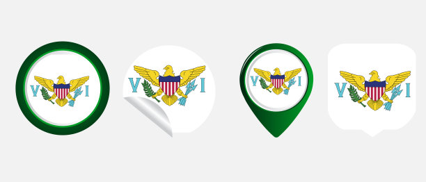 维珍岛平面图标符号矢量插图图片下载