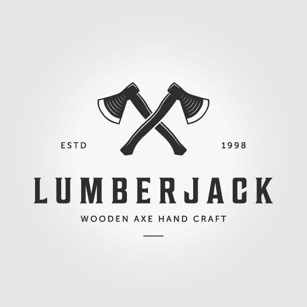 斧头伐木工标志复古矢量插画设计图标图片下载