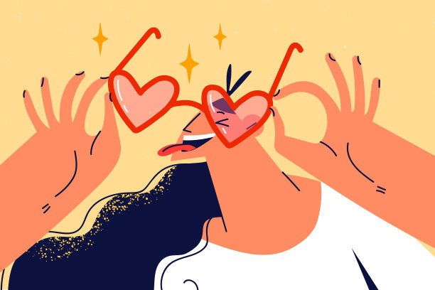 戴着心形太阳镜的微笑女孩图片下载