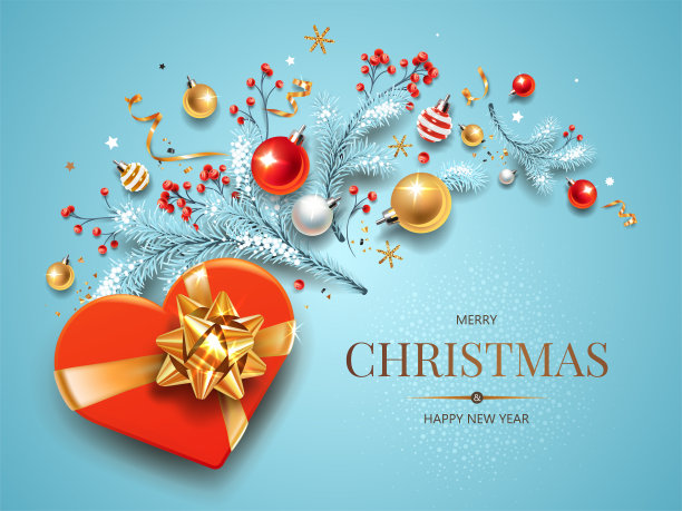 垂直横幅与红色和金色圣诞符号和文字。图片下载