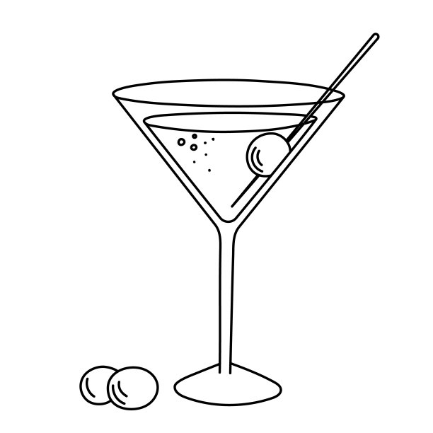 饮料，酒精鸡尾酒，节日庆祝的节日饮料。用于装饰设计菜单。手绘涂鸦风格。可编辑的中风。图片下载