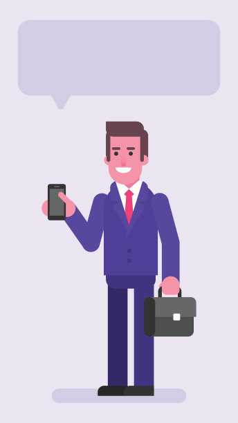 商人四分之三的脸拿着手机和行李箱图片下载