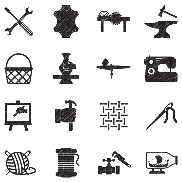 工艺的图标。黑色涂鸦设计。矢量插图。图片下载