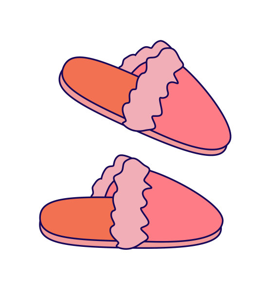毛绒拖鞋插图图片下载