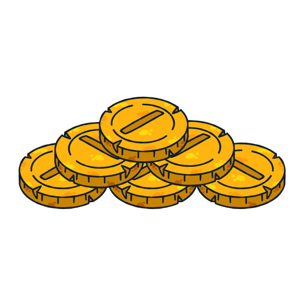 成堆的金币。勾勒卡通形象的金钱和财富。收入和财富的概念。图片下载