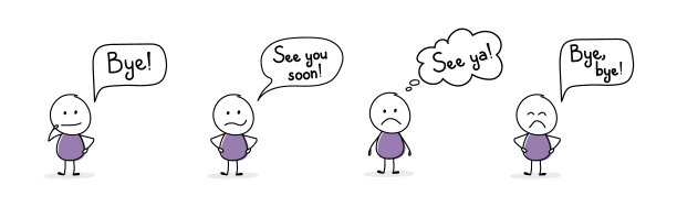 悲伤的粘人用言语泡泡-再见，再见，再见。向量图片下载