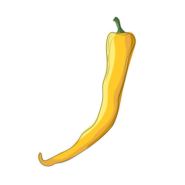 卡通风格的辣黄辣椒，白色背景的蓝辣黄辣椒图片下载