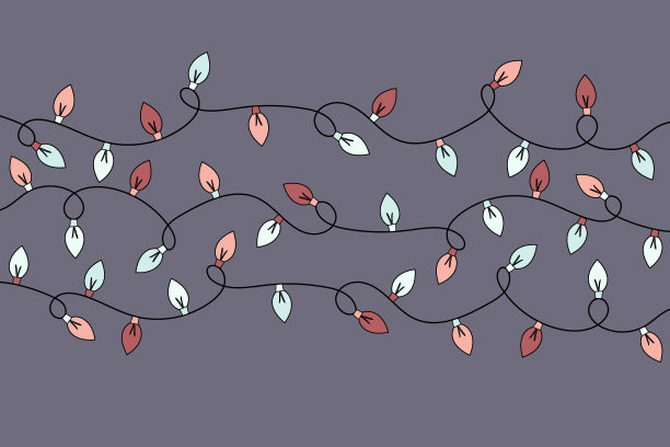 带有手绘灯的圣诞横幅。向量图片下载