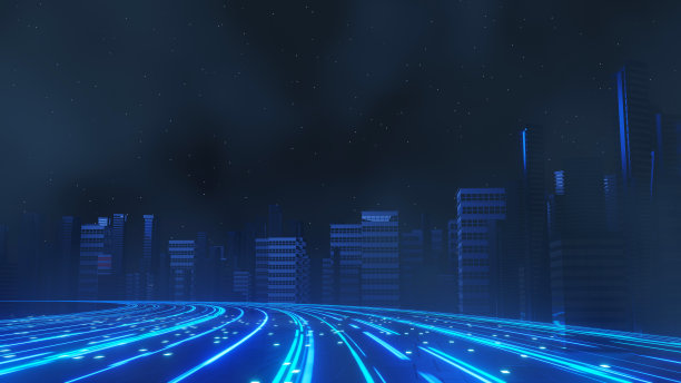 3d渲染的赛博朋克夜城景观概念。灯光在黑暗的场景中发光。晚上的生活。5g技术网络。超越世代和未来的科幻首都和建筑场景。图片下载