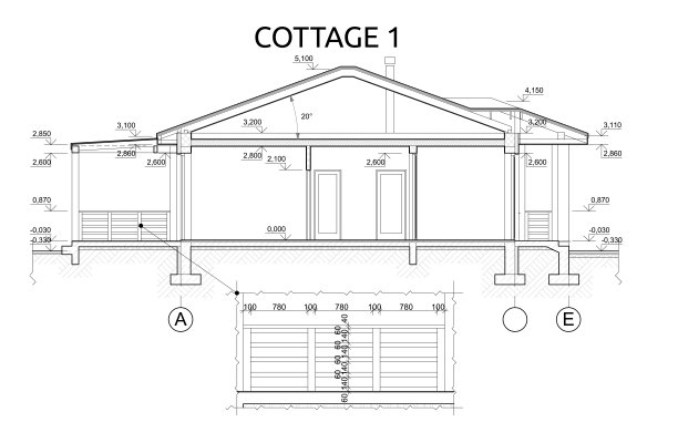 详细的私人住宅建筑蓝图。图片下载