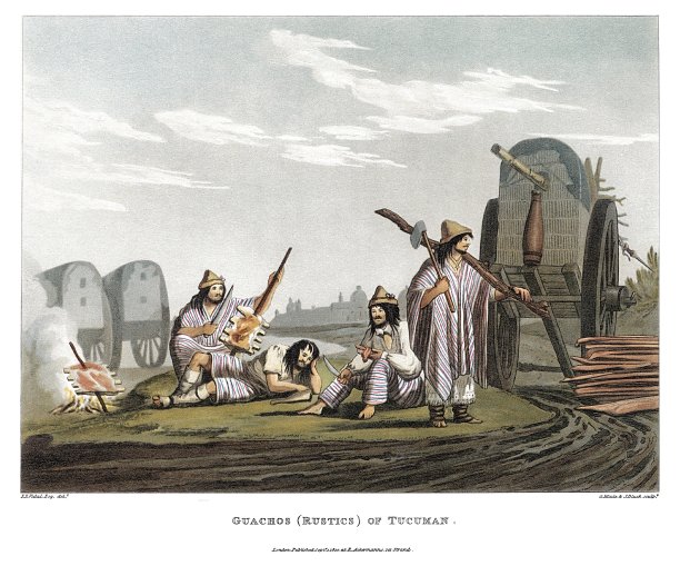 图库曼的高乔人，由布宜诺斯艾利斯和蒙特维迪亚1820年的风景如画的插图。图片下载